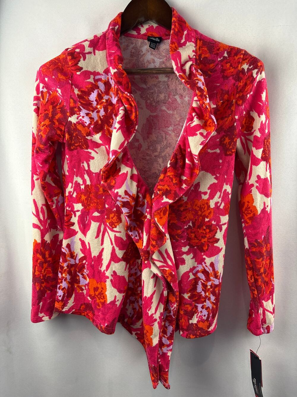 Women’s Rafaella Small Pink, Orange White Floral Cardigan